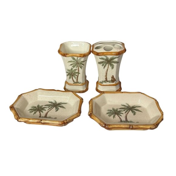 Springmaid Palm Breeze Ceramic Bathroom Accessory Set - Picture 4 of 8